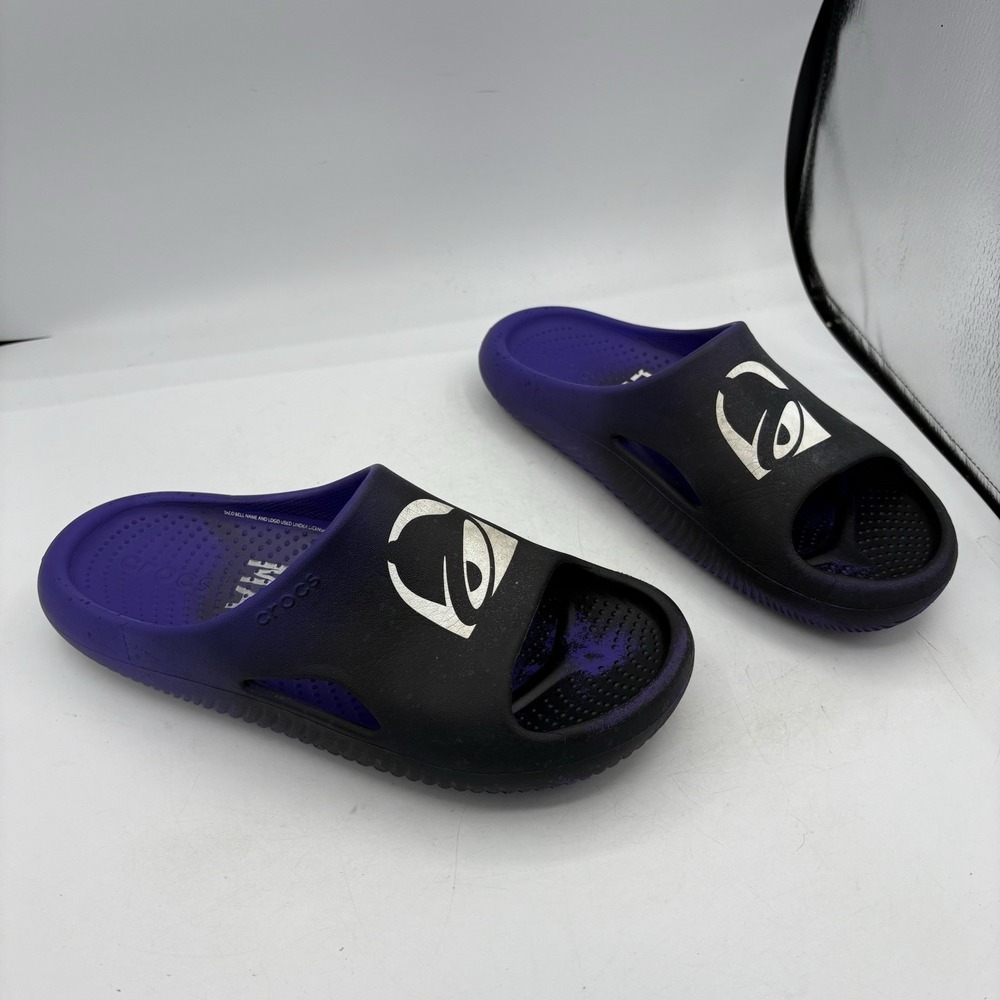 Crocs x Taco Bell Sandals Mens 8 Womens 10 Live Más Mellow Slide Purple Black